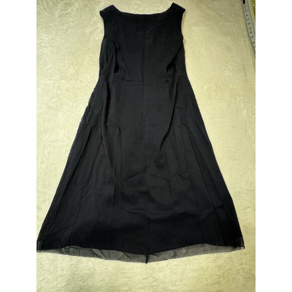 Tory Burch Silk Crepe Sleeveless Lined Midi A-Line Dress In Dark Blue Sz 10 - Picture 5 of 6